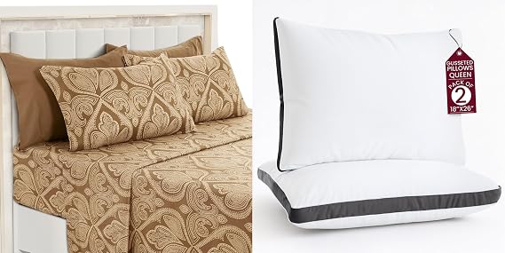 LUX Decor Paisley Full Sheet Set + 2 Queen Gusseted Pillows 6 Piece Ultra-Soft Microfiber Bed Sheets with Flat Sheet, 16 Inch Deep Pocket & 4 Pillowcases, Breathable, Oeko-TEX Brown