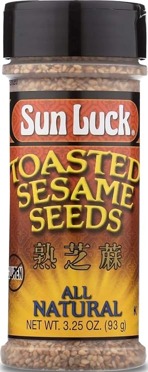 Sun Luck Toasted Sesame Seeds 3.25 oz Nutty, Ready-to-Use Topping for Stir-Fry, Noodles, Rice & Salads; Authentic Asian Pantry Staple.