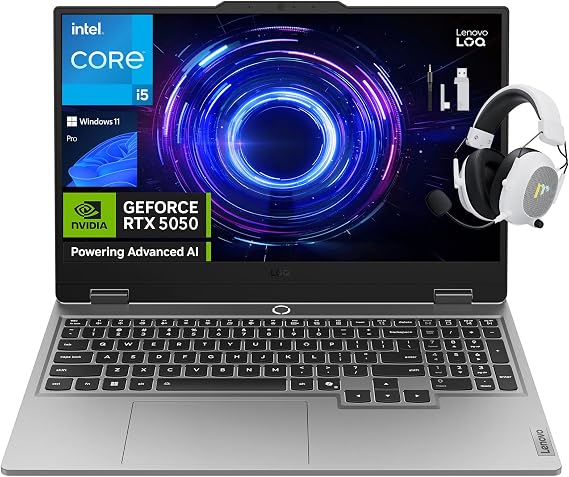 Lenovo LOQ Laptop Gaming 15,6" FHD 144Hz, Intel Core i5-13450HX, NVIDIA GeForce RTX 5050, 32GB DDR5 RAM, SSD 1TB, Wi-Fi 6, Teclado Retroiluminado, Windows 11 Pro, Gris Luna, con Accesorio Mytrix
