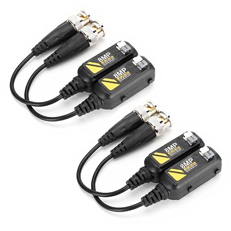 BNC Transmitter Video Balun, 2pair Male Twisted Pair Transmitter Cable 8MP HD CVI/AHD/TVI/CVBS BNC Transmitter