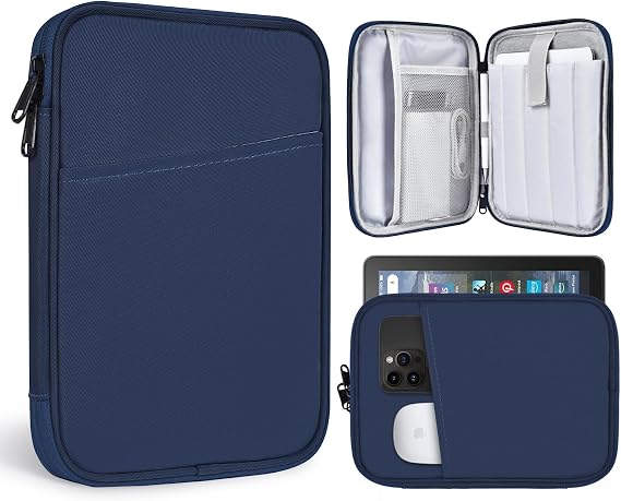 8 Inch Tablet Sleeve Carrying Case for 8" Amazon Kindle Fire 8/Fire 8 Plus, 8.7" 8" Samsung Galaxy Tab A9/Tab A7 Lite/Tab A, 8.3" 7.9" iPad mini 7 6 5 4 3 2 1, Lenovo Tab M9 M8 Protective Bag(Blue)