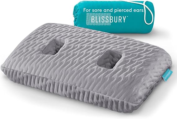 BLISSBURY Piercing Pillow, Ear Pillow with Hole, Adjustable Memory Foam