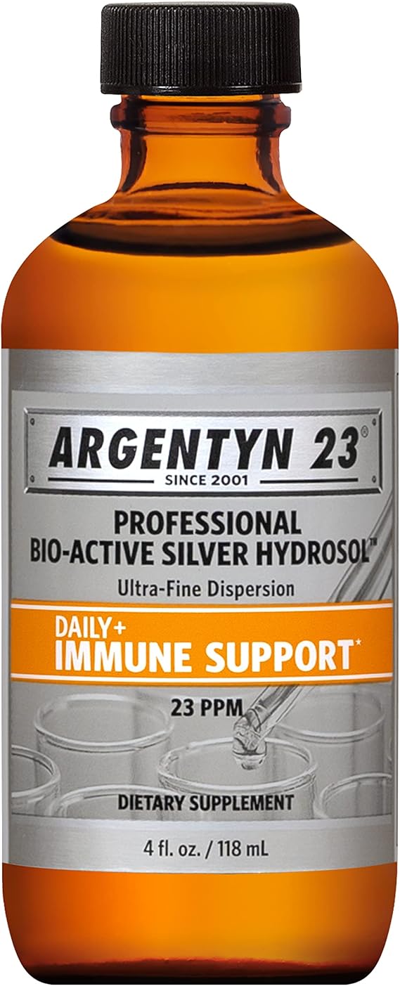 Argentyn 23 Professional Bio-Active Silver Hydrosol for Immune Support Colloidal Silver, 23ppm, 4oz (118mL) Twist-Top
