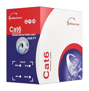 CAT6 1000FT UTP Solid Ethernet Cable 23AWG 550MHz RJ45 Network LAN Bulk Wire Pull Box (Copper Clad Aluminum, Blue)