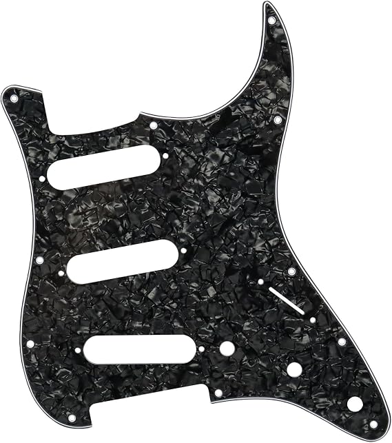 3-Ply 11 Hole SSS Guitar Pickguard - for ST/Strat Style forUSA/Mexico Fender Stratocaster/Strat(Black pearl)