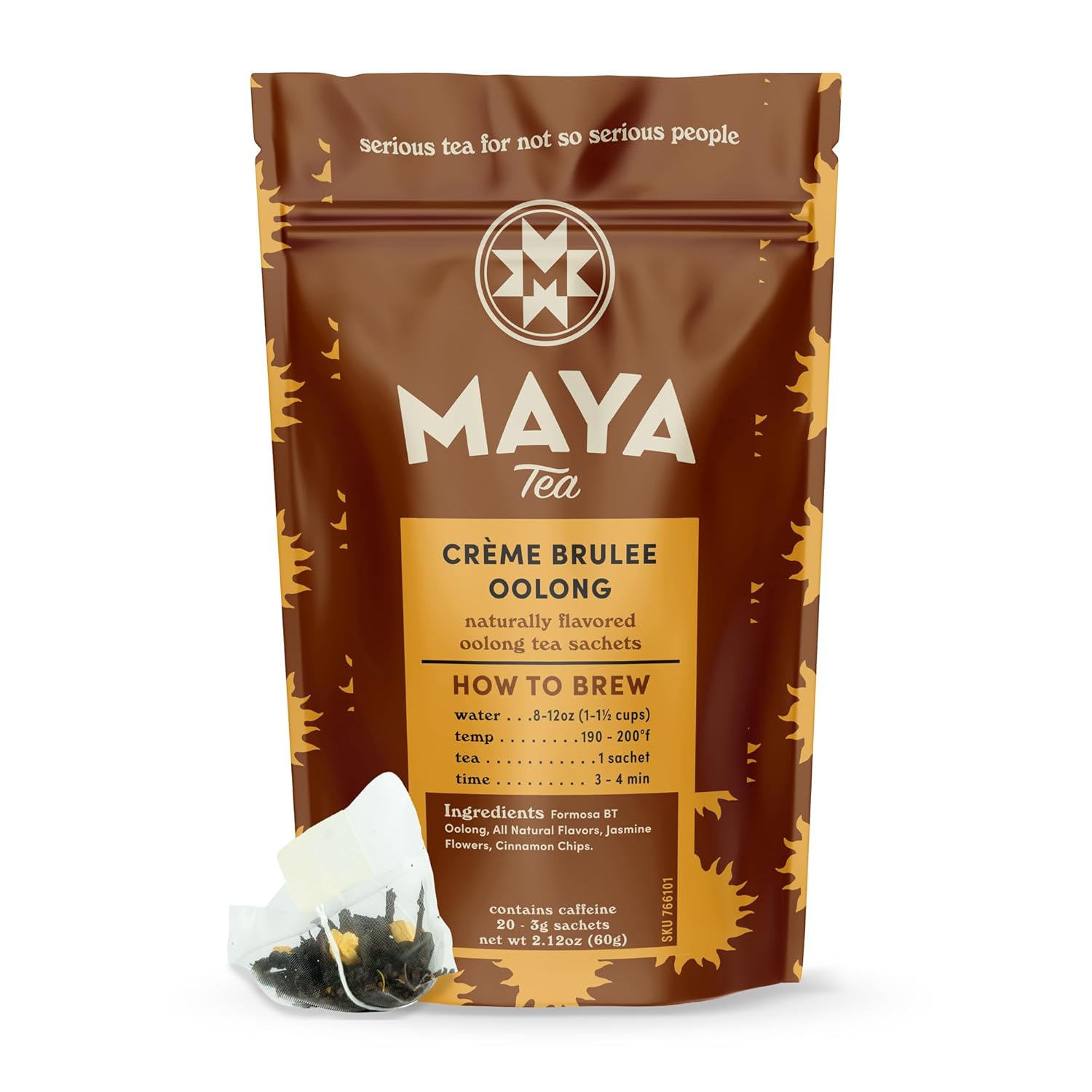 Maya Tea Creme Brulee Oolong Tea Sachets, Contains Caffeine, All Natural, Pack of 20
