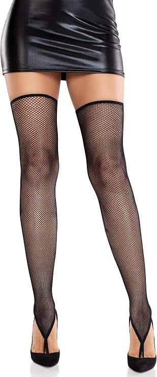 Leg Avenue Women's Fishnet Toe Loop Footless Thigh Highs Black One Size