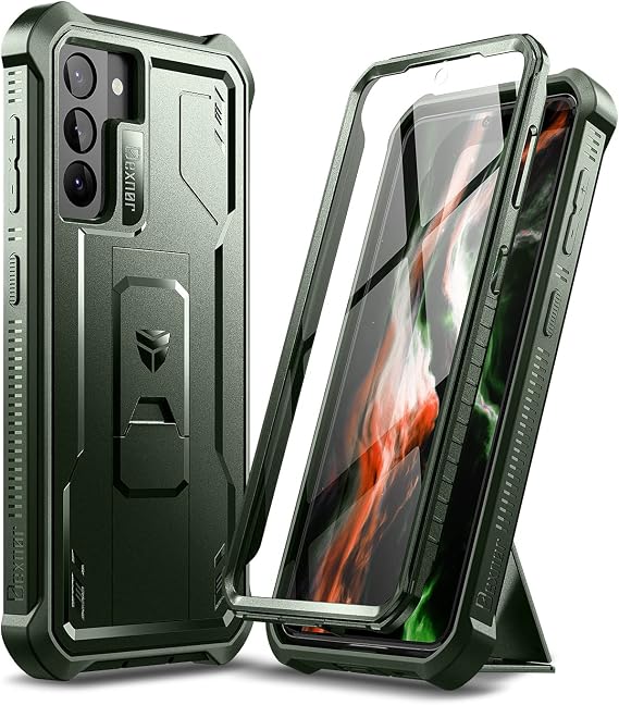 Dexnor for Samsung Galaxy S21+ Plus Case, [Built in Screen Protector and Kickstand] Heavy Military Grade Protection Shockproof Protective Cover for Samsung Galaxy S21 Plus 5G, 6.7 inch, Army Green