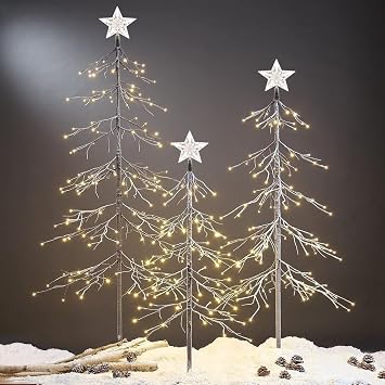 Lightshare 1 set of 3 pcs 3ft , 4ft & 6ft Snowy Fir Tree, 328 LED Lights, for Indoor and Outdoor Use, Warm White, for Home Festival Party Christmas