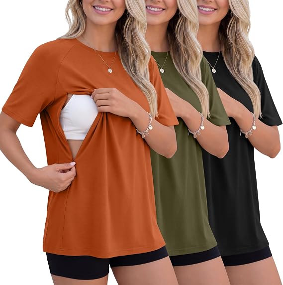 3 Pack Women's Oversized Nursing Tops