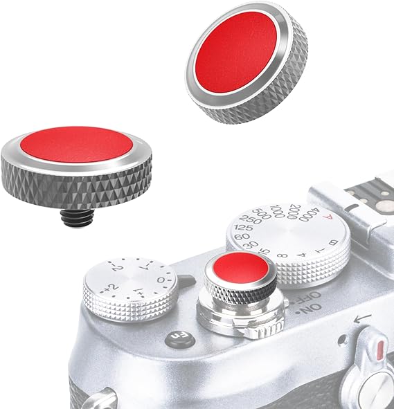 JJC Soft Shutter Release Button for Fujifilm X100VI XT50 XM5, Red, 2-Pack | for Fuji Fujifilm X-T5 X-T4 X-T50 X-T30 III II X100 VI V X-E5 X-E4 X Half Sony RX10 IV III Leica Q3 M10 M9 Nikon Df Z f Zf F3