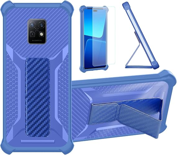 Aroepurt Case for ZTE Nubia Red Magic 7S Pro Phone Case Stand Cover [with Tempered Glass Screen Protector] Hybrid Case [Folding Support Magnetic] [Frosted Anti-Fingerprint] Blue