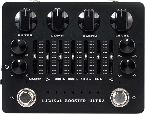 Darkglass Luminal Booster Ultra Bass Preamp Pedal w/ 6-band EQ, Gain Reduction Meter, Headphone Out, and Aux In