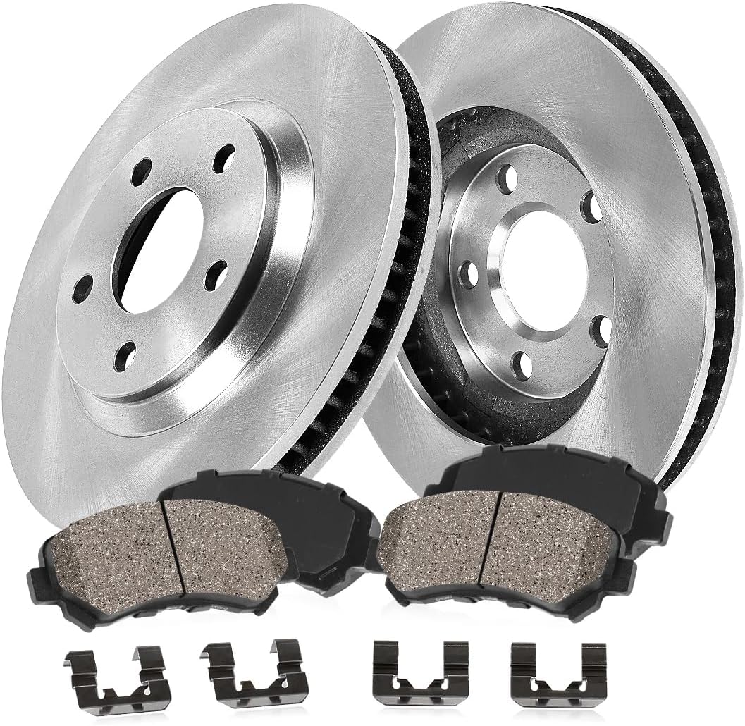 Callahan BRAKE PARTS Front Brake Kit for 5-Lug Dodge Ram 1500 Durango Chrysler Aspen Drilled & Slotted Disc Brakes Rotors and Ceramic Brake Pads Replacement