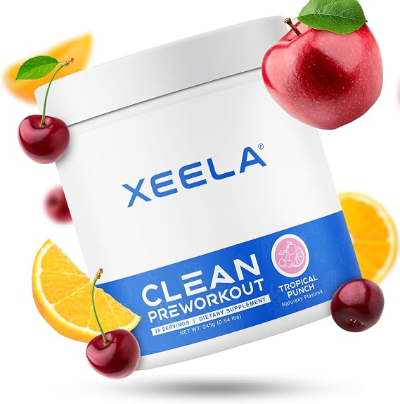 XEELA Pre Workout - Clean & Tested - Jitter Free, Safe, and Natural - Increase Thermogenic Energy, Focus, and Endurance w/Creatine, Organic Caffeine, and Plant Based Citrulline (Tropical Punch)
