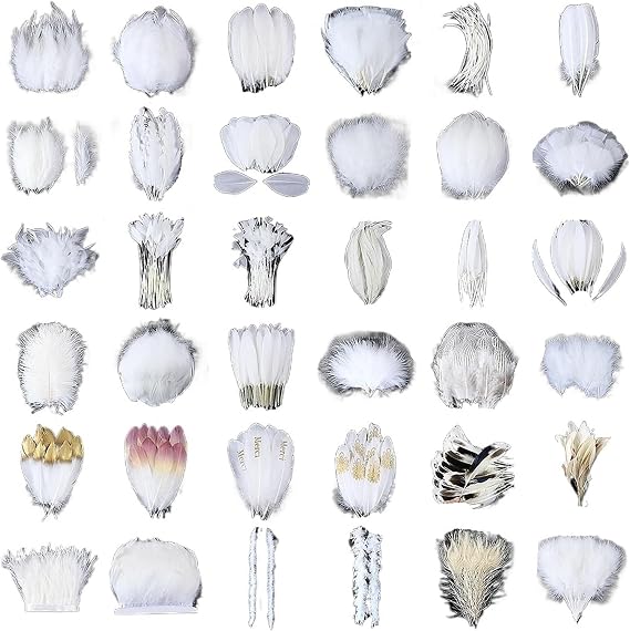 10-50PCS Natural White Feathers Crafts DIY Jewelry Making Headdress Plumes Wedding Home Decoration for Dream Catchers DIY(White-G)