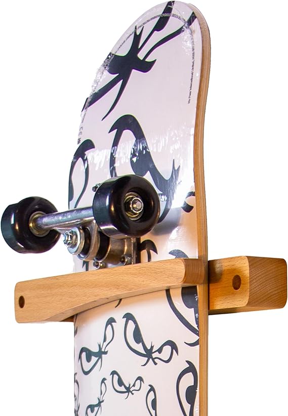 Tapeera 1-Pack Vertical Wooden Skateboard Wall Mount - Display Rack & Storage Hanger for Standard Decks Premium Wood Home Decor | Premium Wall Decoration and Storage Skateboard Accessories for Portable Storage and Display (Pack of 1)