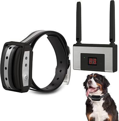 Electric Wireless Dog Fence System, Pet Containment System for Dogs and Pets with Waterproof and Rechargeable Collar Receiver for one Dog Container Boundary System Black