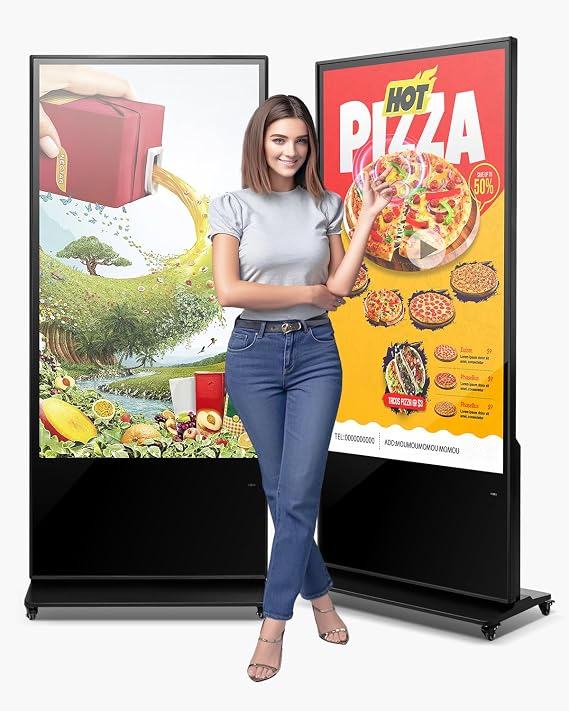 VEVOR 65 Inch Digital Signage Display, Touchscreen Digital Kiosk, Indoor Floor Standing Kiosk Display, 4K UHD LCD Screen, 2GB RAM & 32GB ROM, with WiFi/USB Input, Commercial Advertising Display