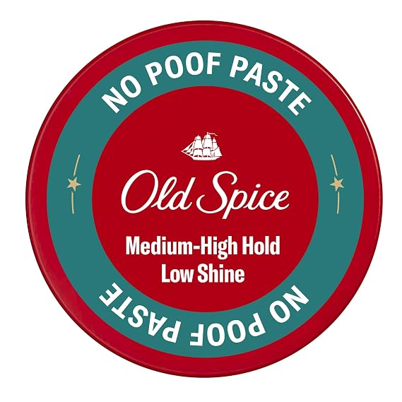 Old Spice Mens Hair Paste, No-Poof Paste for Men, Medium-High Hold, Low Shine, Hair Styling, 2.22 oz
