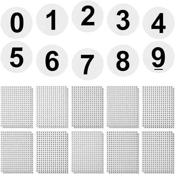 Baluue 6000pcs Small Number Stickers 0-9, Tiny Vinyl Number Labels