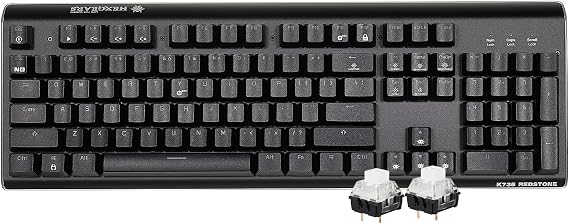 Hexgears GK735 Mechanical Gaming Keyboard Kailh Box White Switch 104 Keys ABS Keycaps Wired Gaming Keyboard with White LED Backlight, Ergonomic Design for Windows Laptop PC Mac (No Light Strip)