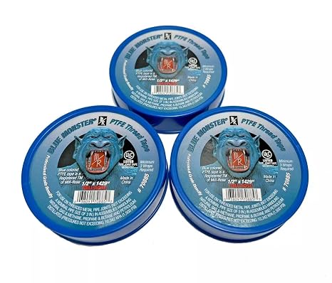 Milrose 70885 Blue Monster 1/2 Inch x 1429 Inch Blue Teflon Tape (3 Pack)