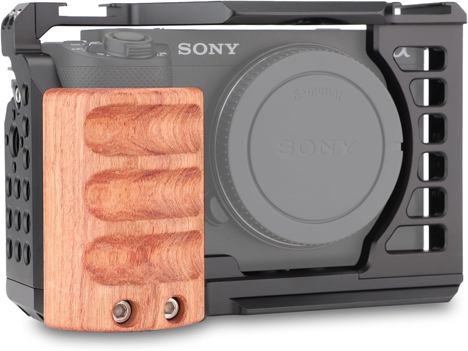 LEFTFOTO ZV-E1 Full Camera Cage with Wood Handle for Sony Alpha ZV-E1 Video Frame with Arca-Type Base 38 ARRI Hole Dual Lock All-in-One Design