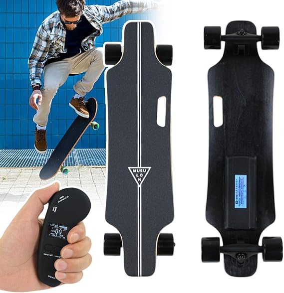 Electric Skateboard/Electric Longboard W/4-Speed Remote - 700w Drive, 35km/H Speed, 7-Ply Maple Stability, 330lbs Max For Beginners To Advanced dualdrive30km
