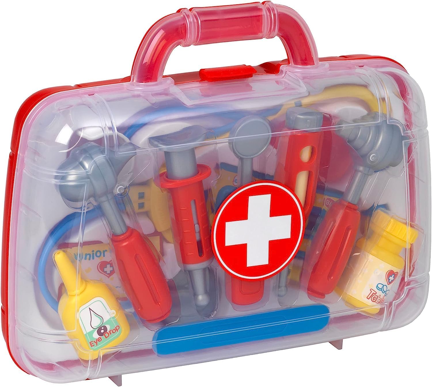 PETERKIN | Classic Doctor's Medical Carry Case Toy | 11 piece, brightly coloured, plastic doctor's set in a sturdy 30cm carry case | Roleplay Toys | Ages 3, Red