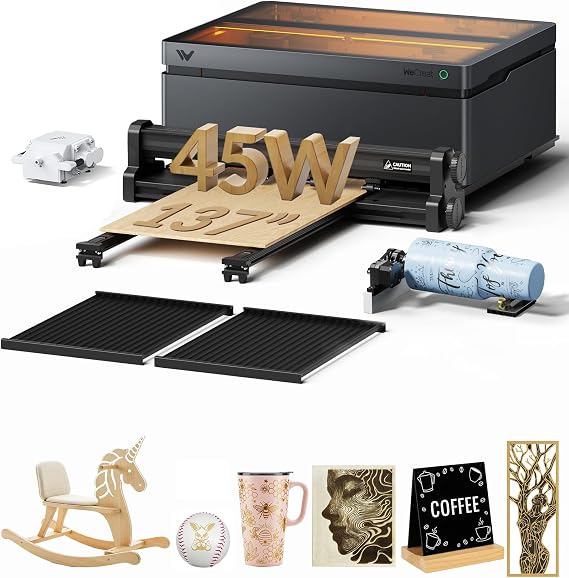 WECREAT Vision Pro 45W Laser Cutter Machine with 137 Auto Conveyor Feeder