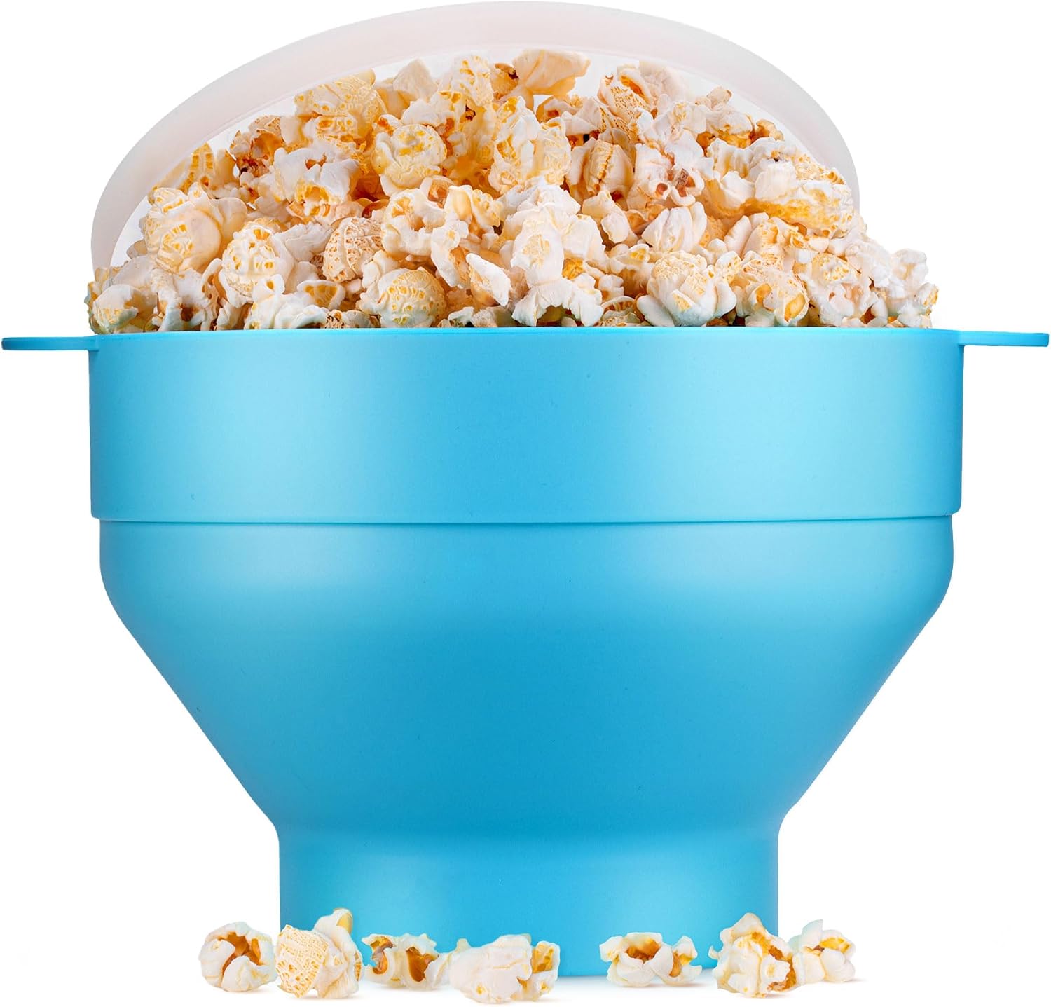 EcoEarth Microwave Popcorn Maker, Collapsible Food-Grade Silicone Popcorn Popper Bowl wLid, Hot Air Popper at Home for Family Movie Nights & Quick Cravings, BPA-Free & Dishwasher Safe, Blue Crab