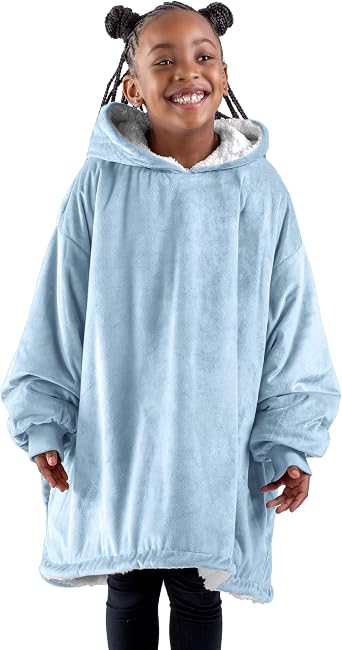 Bare Home Wearable Blanket Hoodie - Soft Plush Sherpa - Warm and Cozy - Oversized Wearable Blanket