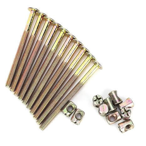 M6 x 100mm Bunk Bed Bolts, 10 Pack Bunk Bed Hardware Replacement Kit, Hex Socket Bed Bolts for Wooden Bed, Carbon Steel Headboard Screws for Bed Frame, Chair Spare Connector Parts