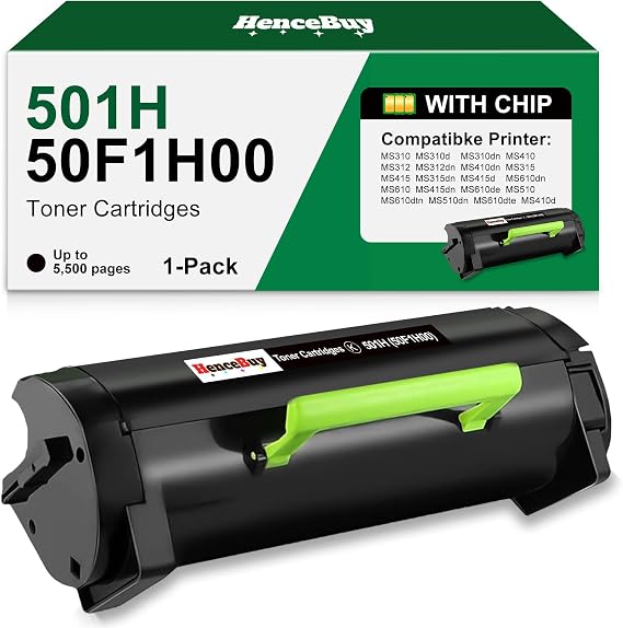 HenceaBuy Compatible 50F1H00 501H Black Toner Cartridge High Yield | for Lexmark 50F1H00 MS312dn Toner Cartridge Work with MS310dn MS410dn MS610dn MS312dn MS315dn MS415dn Printer