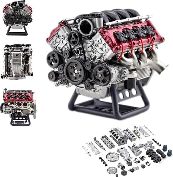 Generic V8 Engine Kit for Adults, Mini Engine Kit That Runs, V8 Engine Model Kit