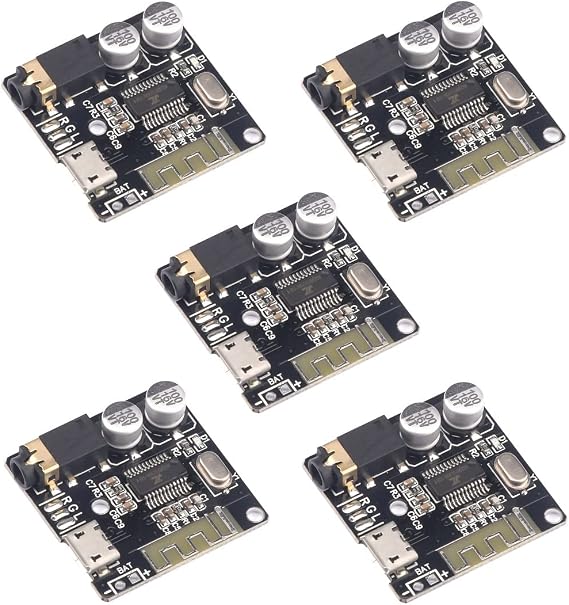 Aideepen 5PCS BT 5.0 Stereo Audio Receiver Module, 3.7-5V MP3 Decoder Board and Amplifier for Car Speaker