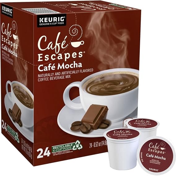 Cafe EscapesTM Single-Serve Coffee K-Cup Pods, Cafe Mocha, Carton Of 24