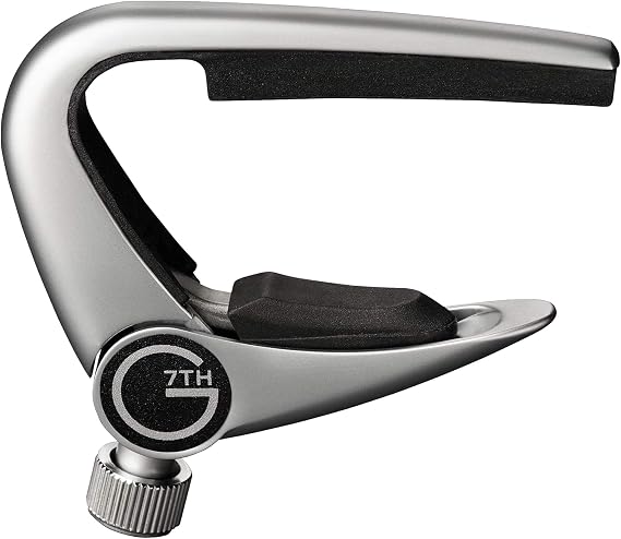 G7th Newport 5 String Partial Silver Guitar Capo - Lightweight with Adjustable Tension Control - Protective Silicone Pads - Capo for Acoustic and Electric Guitar - UK Designed