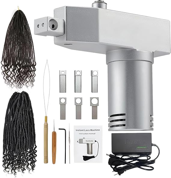 Automatic Dreadlocks Machine, Instant Dreadlock Machine, Electric Handheld Portable Dreadlock Maker Crochet Machine, Quick and Easy DIY Dreadlocks Braiding Hair Extensions-Silver