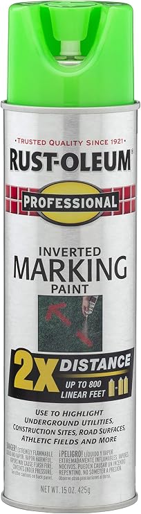 Rust-Oleum Professional 2X Inverted Marking Caution Blue Spray Paint | Utility Marking, Construction Layout, Survey Marking, High Visibility Color, 2X