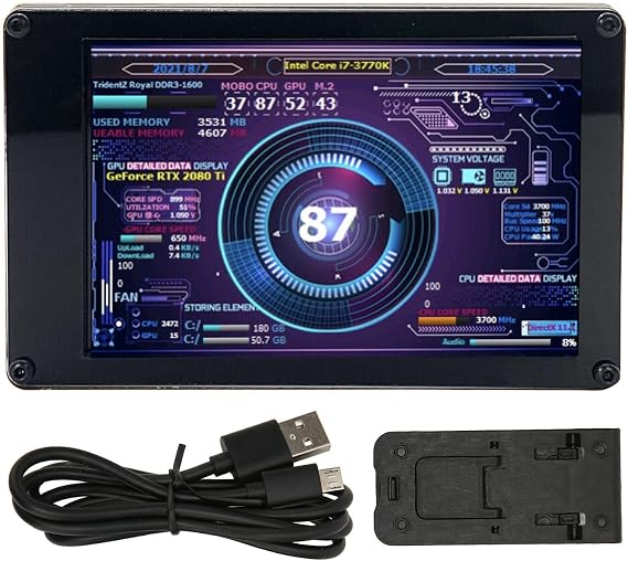 Computer Temperature Monitor, 3.5" Ips USB Mini Screen, CPU RAM HDD Data Monitor Computer Temperature Display Type-C Sub Screen