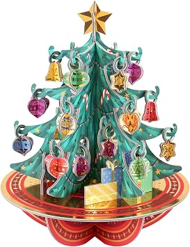 SANTORO Pirouette, 3D Pop Up Christmas Tree - 25 Different Pieces For Each Day - Xmas Countdown Gift For Kids, Adults | Advent Calendar | Christmas Activity | Table Decor | Centerpiece