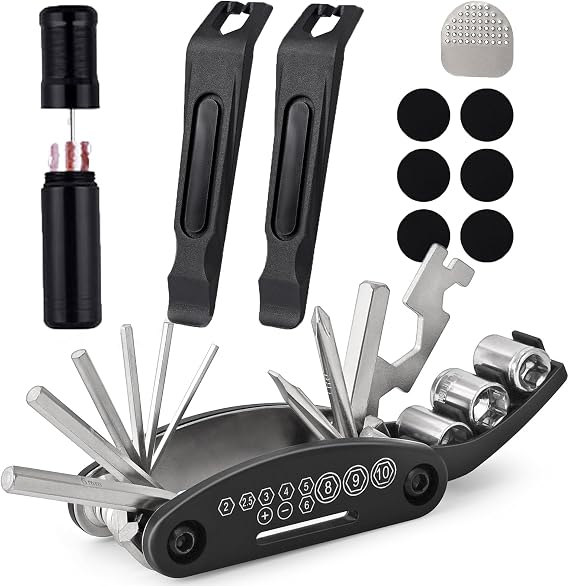 Tubeless Bike Tire Repair Kits and Bike Tool Kit,Bike Tire Repair kit with Multitool and Tire Levers for Road Bicycle and Mountain Bike MTB Tires Fix a Puncture or Flat