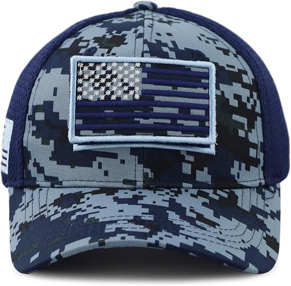American Flag Baseball Caps for Men Women, USA Trucker Hats, Embroidered Adjustable Washed Cotton Mesh Snapback Hat
