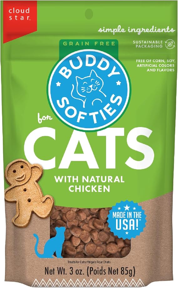 Buddy Biscuits Soft & Chewy Grain Free Cat Treats, Chicken, 3 oz. Pouch