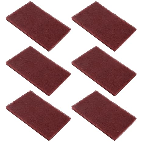 BokWin 6Pcs Red Scuff Pads Very Fine Grade Sanding Hand Pads