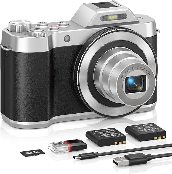 4K 64MP Digital Camera, 6X Optical Zoom Retro WiFi Autofocus | Long-lasting rechargeable battery | Lightweight for travel vlogging | Perfect for gifting