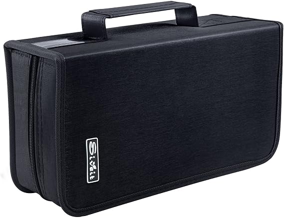 Siveit DVD Case Holder, CD/DVD Case Wallet Binder Holder 160 Capacity CD DVD Cases Organizer Portable CD Binder Wallet for Home Travel (Black binder, Black)