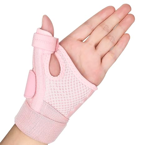 Thumb Support for Left or Right Hand Adjustable Thumb Splint for Arthritis Pain And Support Wrist and Thumb Brace for Arthritis, Tendonitis, Carpal Tunnel Pain Relief and Thumb Sprain (Pink)